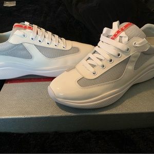 White on white Prada American Cup low top size 40.